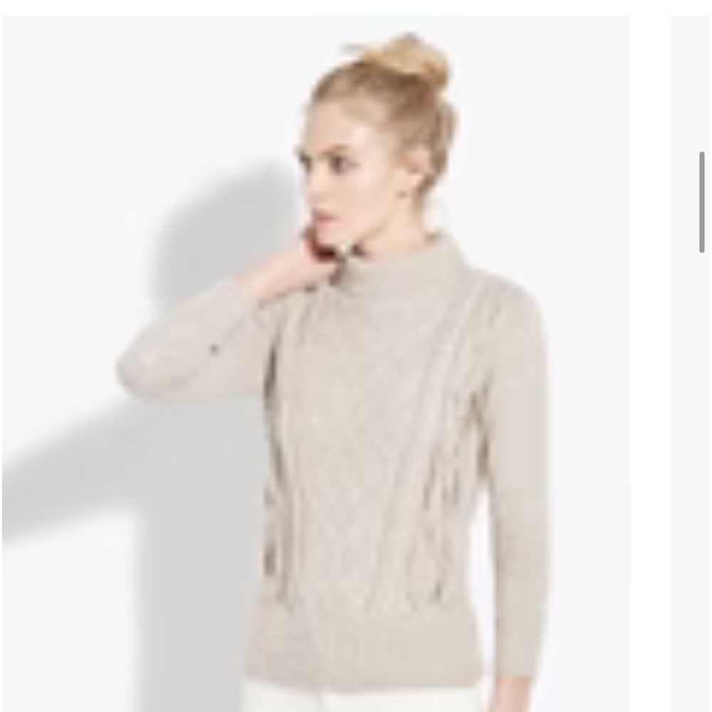 AYR Marino wool alpaca beige cable knit turtleneck sweater size small